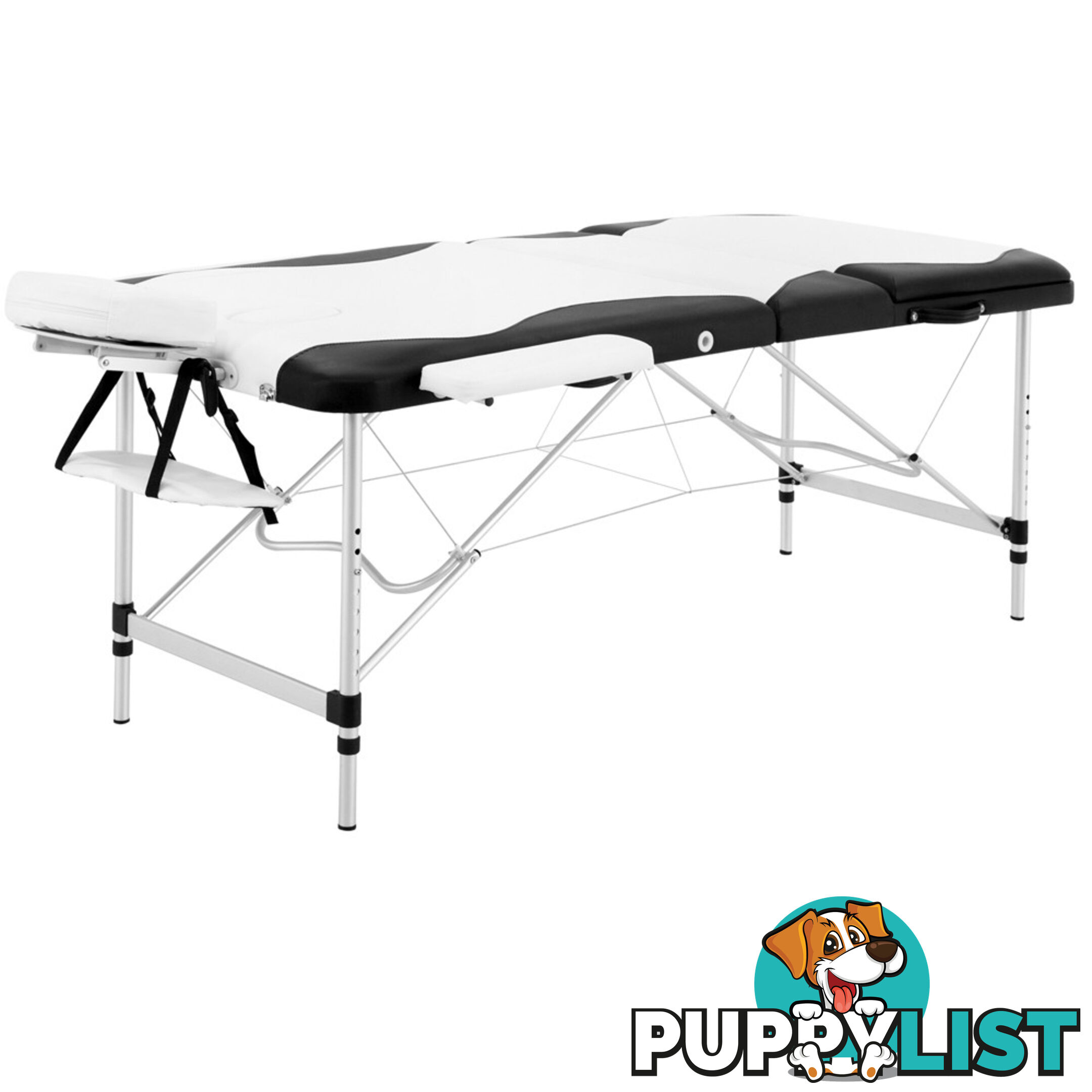 Portable Aluminium 3 Fold Massage Table Chair Bed Black White 75cm