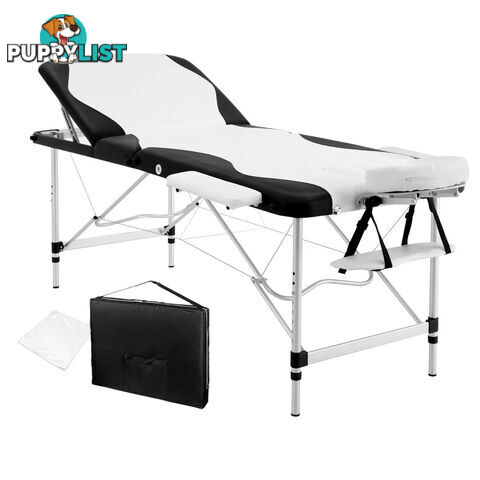 Portable Aluminium 3 Fold Massage Table Chair Bed Black White 75cm