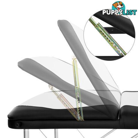 Portable Aluminium 3 Fold Massage Table Chair Bed Black White 75cm