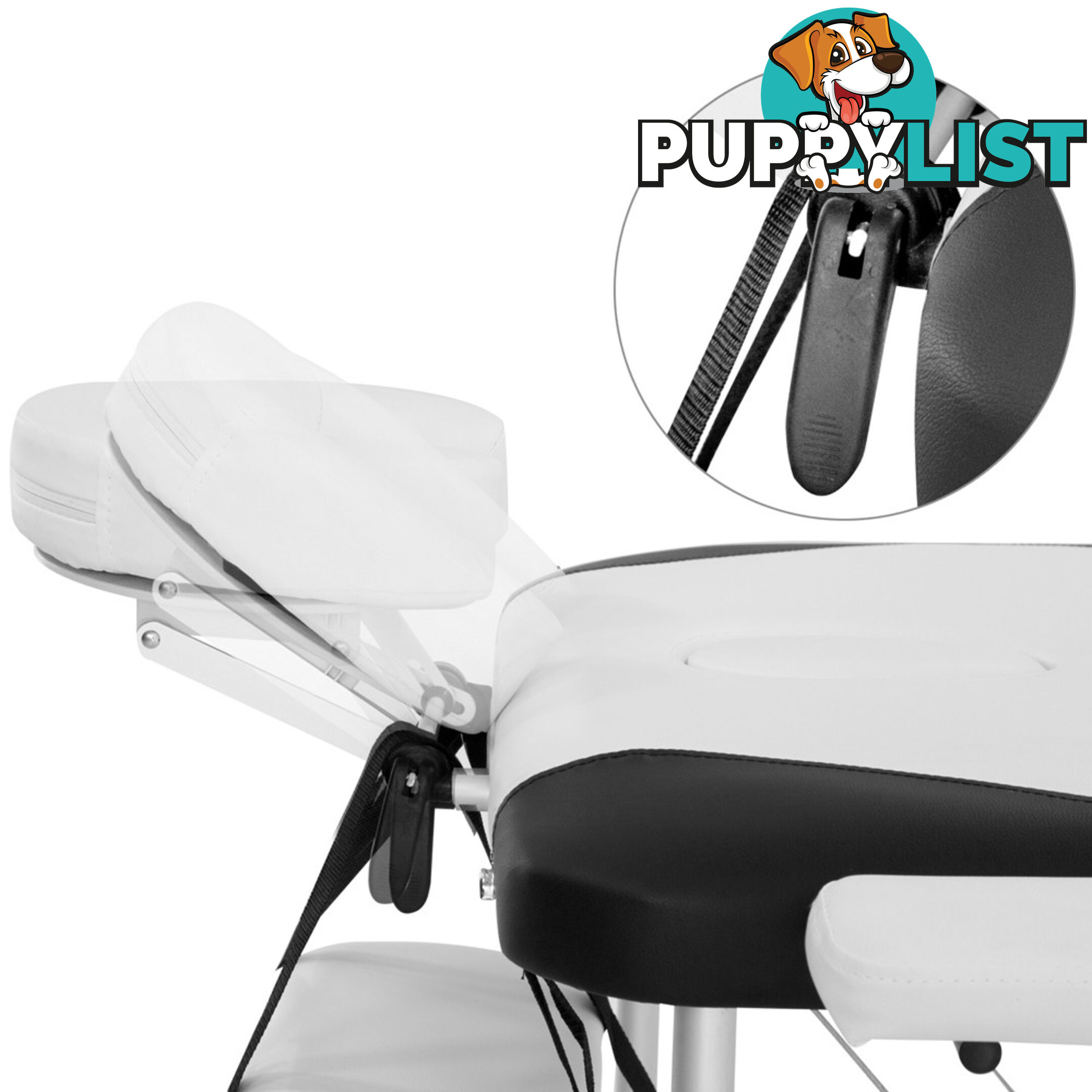 Portable Aluminium 3 Fold Massage Table Chair Bed Black White 75cm