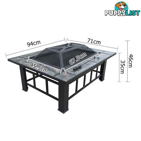 Outdoor Fire Pit BBQ Table Grill Fireplace w/ Ice Tray