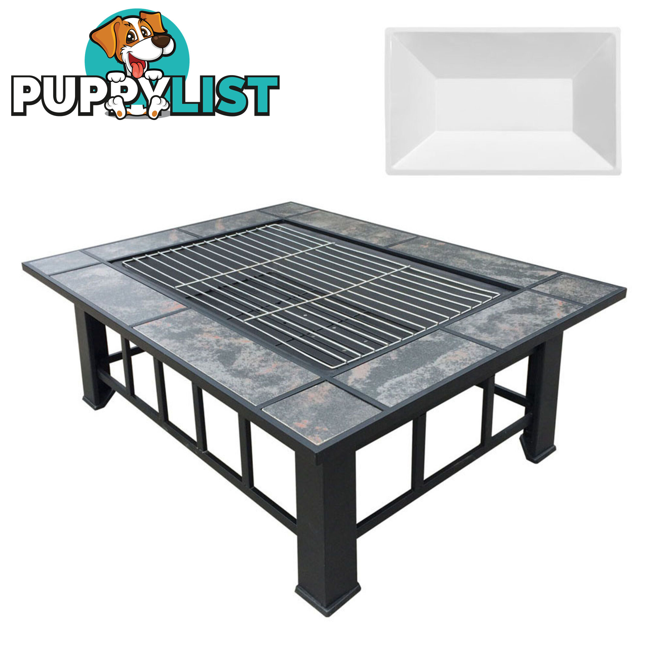 Outdoor Fire Pit BBQ Table Grill Fireplace w/ Ice Tray