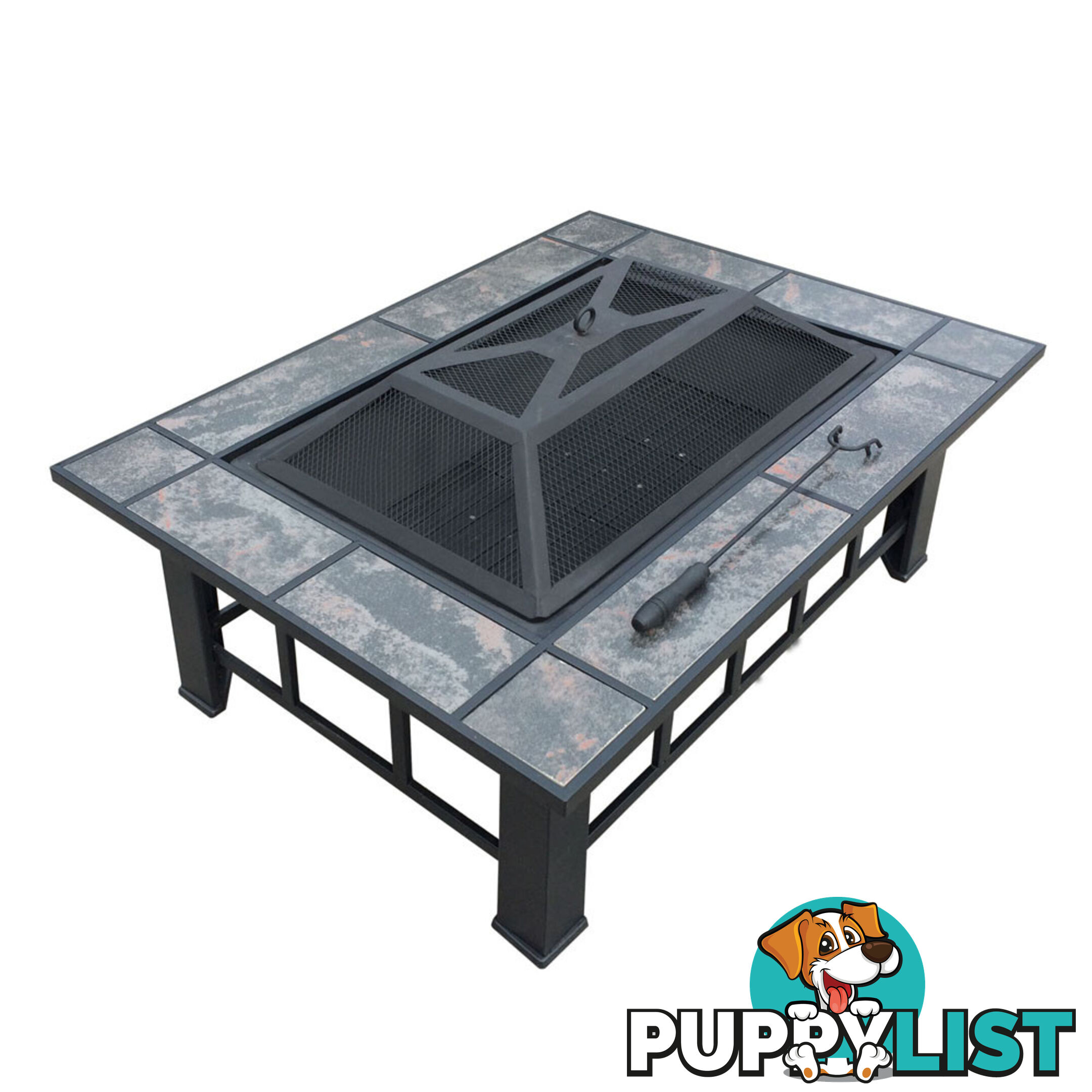 Outdoor Fire Pit BBQ Table Grill Fireplace w/ Ice Tray