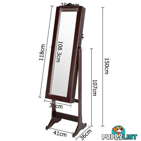 Mirror Jewellery Cabinet Storage 150cm Walnut