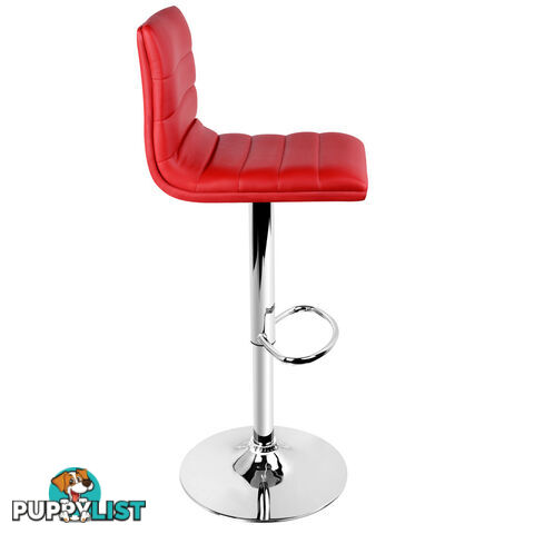 Set of 2 PU Leather Kitchen Bar Stool Red