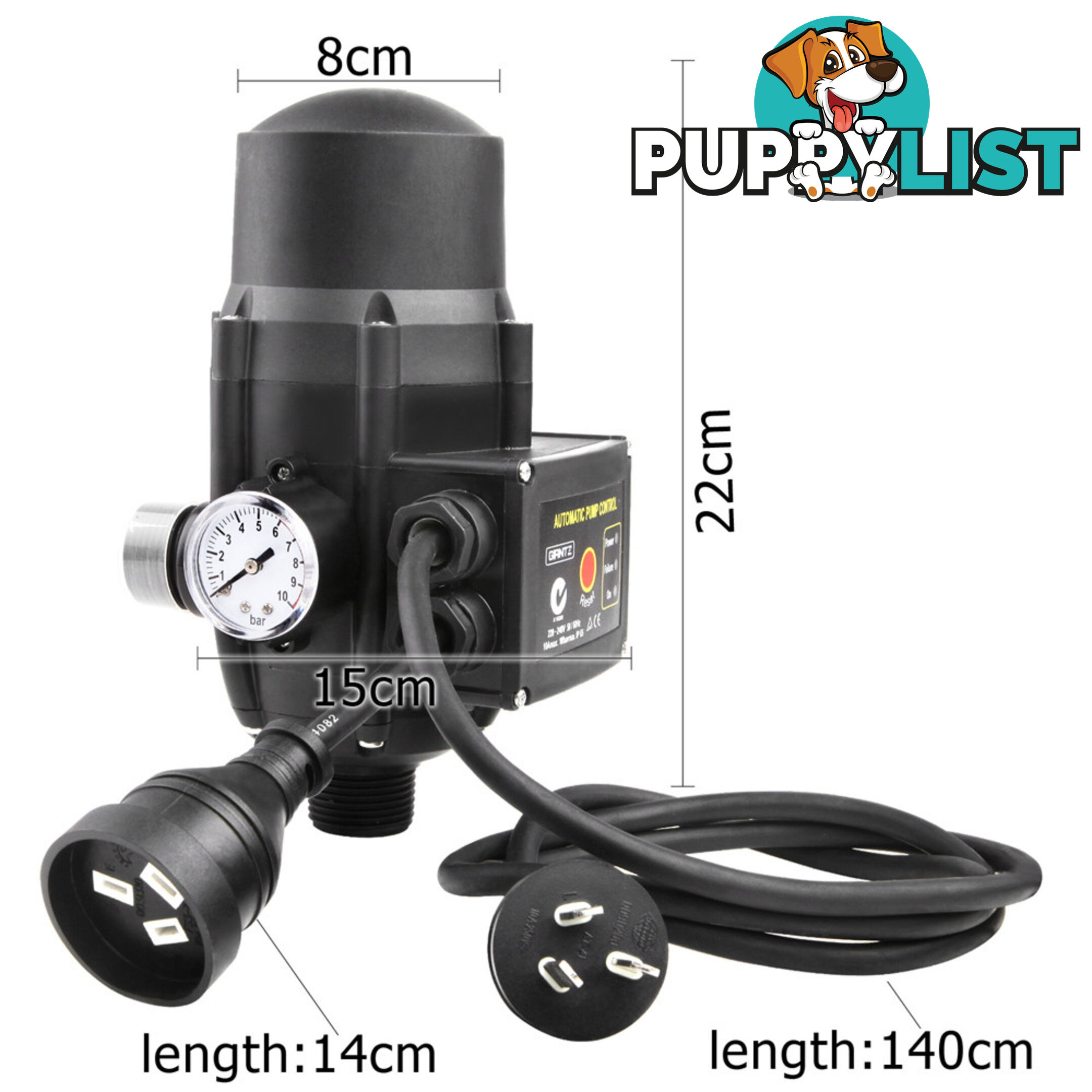 Adjustable Pressure Switch Water Pump Controller Black