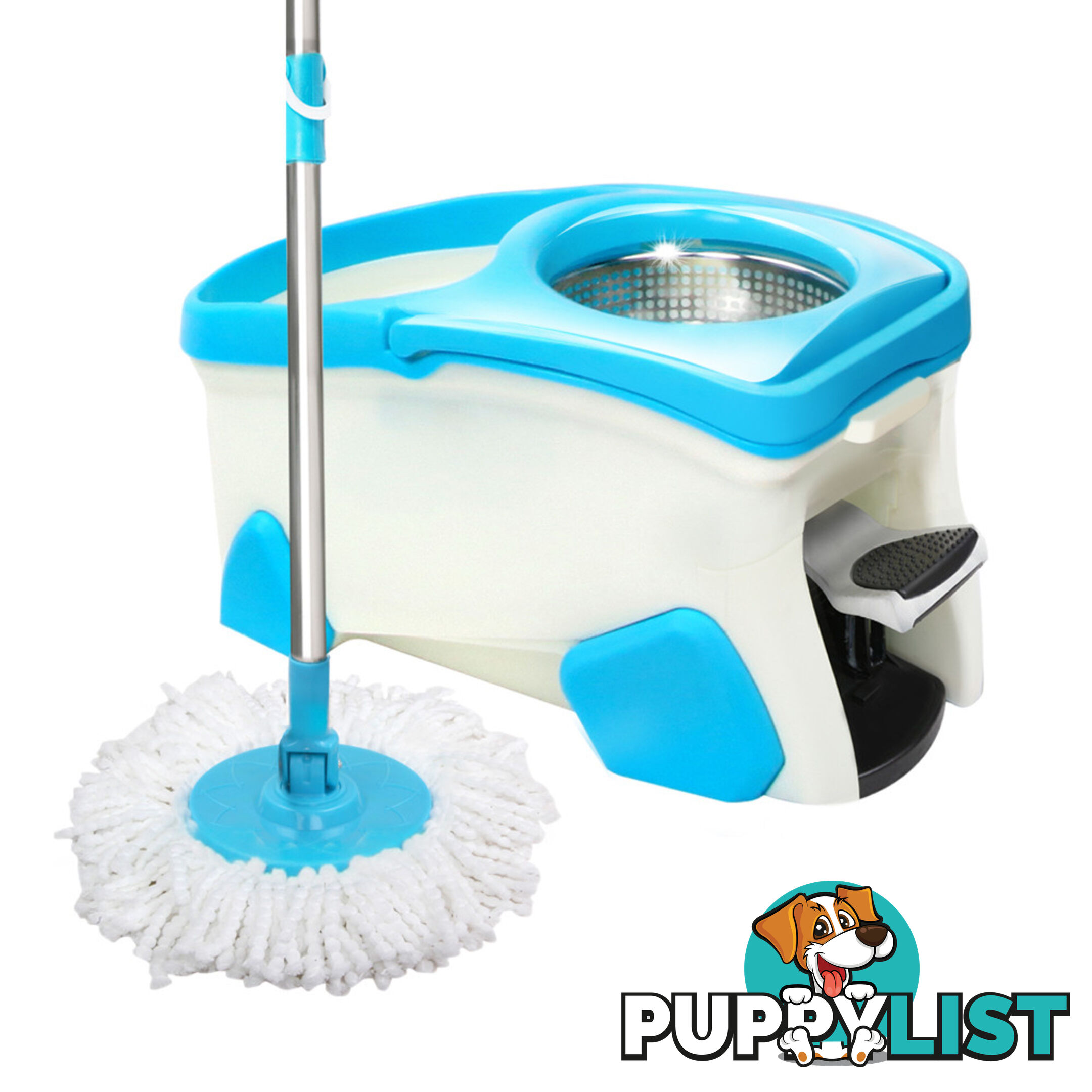 360 Degree Spinning Mop Stainless Steel Spin Dry Bucket 9L Blue