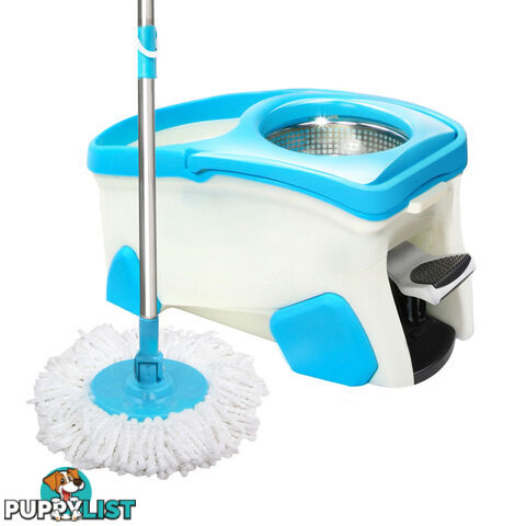 360 Degree Spinning Mop Stainless Steel Spin Dry Bucket 9L Blue