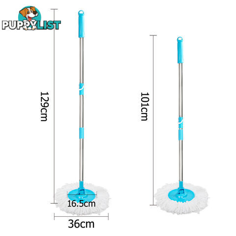 360 Degree Spinning Mop Stainless Steel Spin Dry Bucket 9L Blue