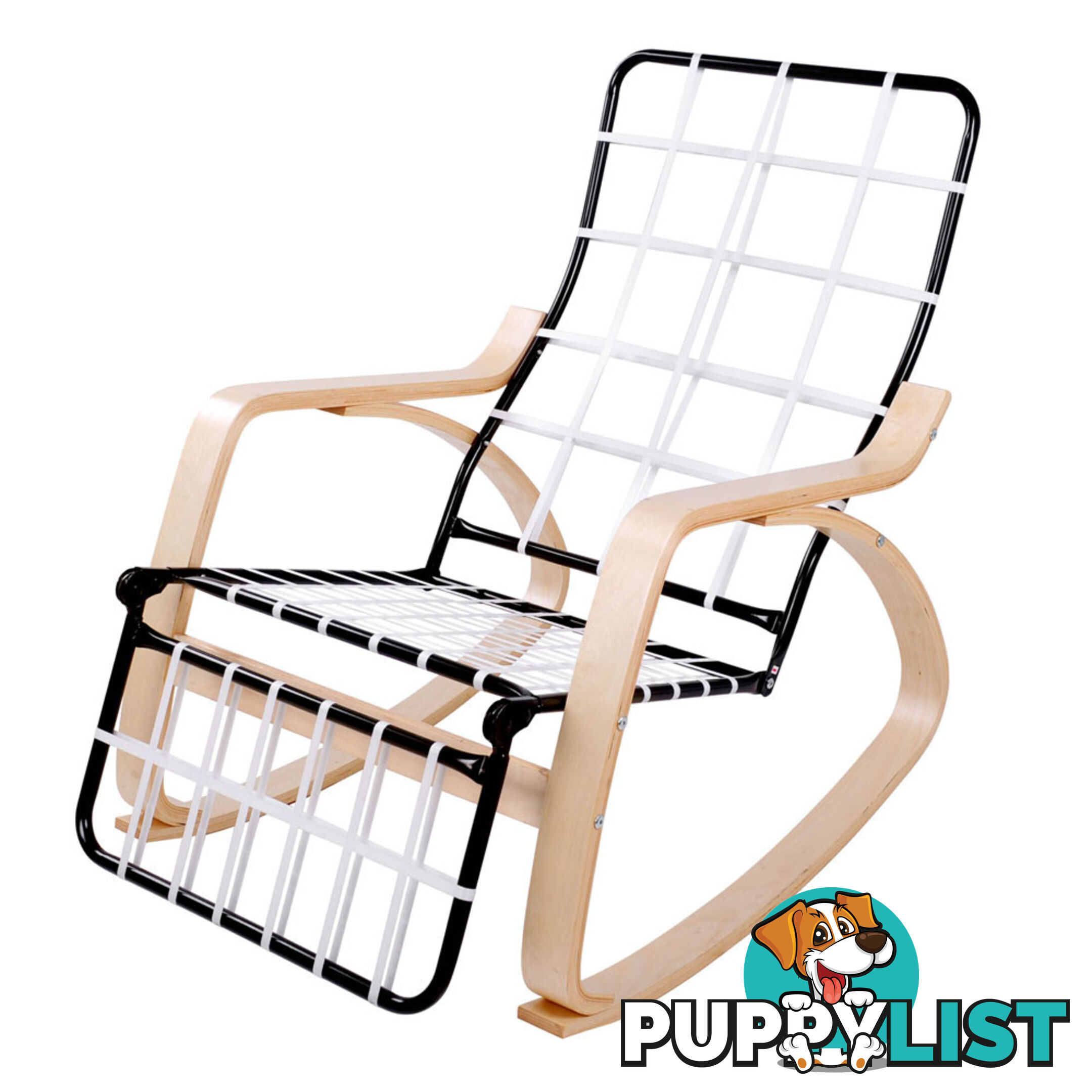 Birch Plywood Adjustable Rocking Lounge Arm Chair w/ Fabric Cushion Beige