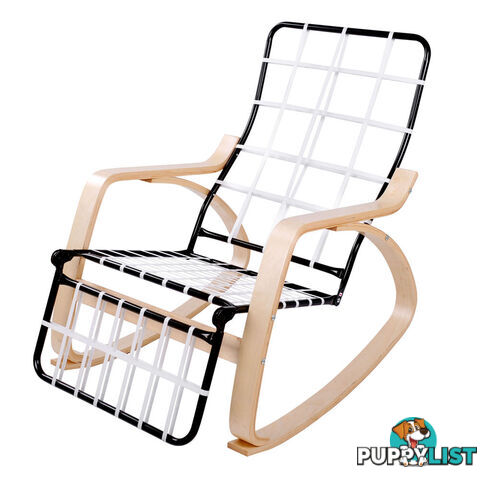 Birch Plywood Adjustable Rocking Lounge Arm Chair w/ Fabric Cushion Beige