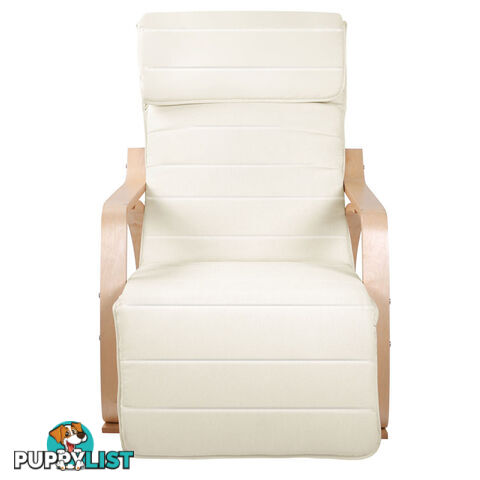 Birch Plywood Adjustable Rocking Lounge Arm Chair w/ Fabric Cushion Beige