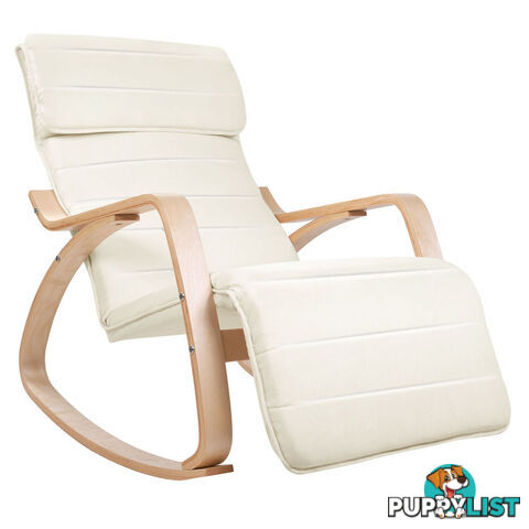 Birch Plywood Adjustable Rocking Lounge Arm Chair w/ Fabric Cushion Beige