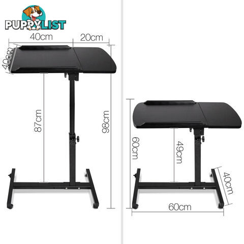 Rotating Mobile Laptop Adjustable Desk w/ USB Cooler Black