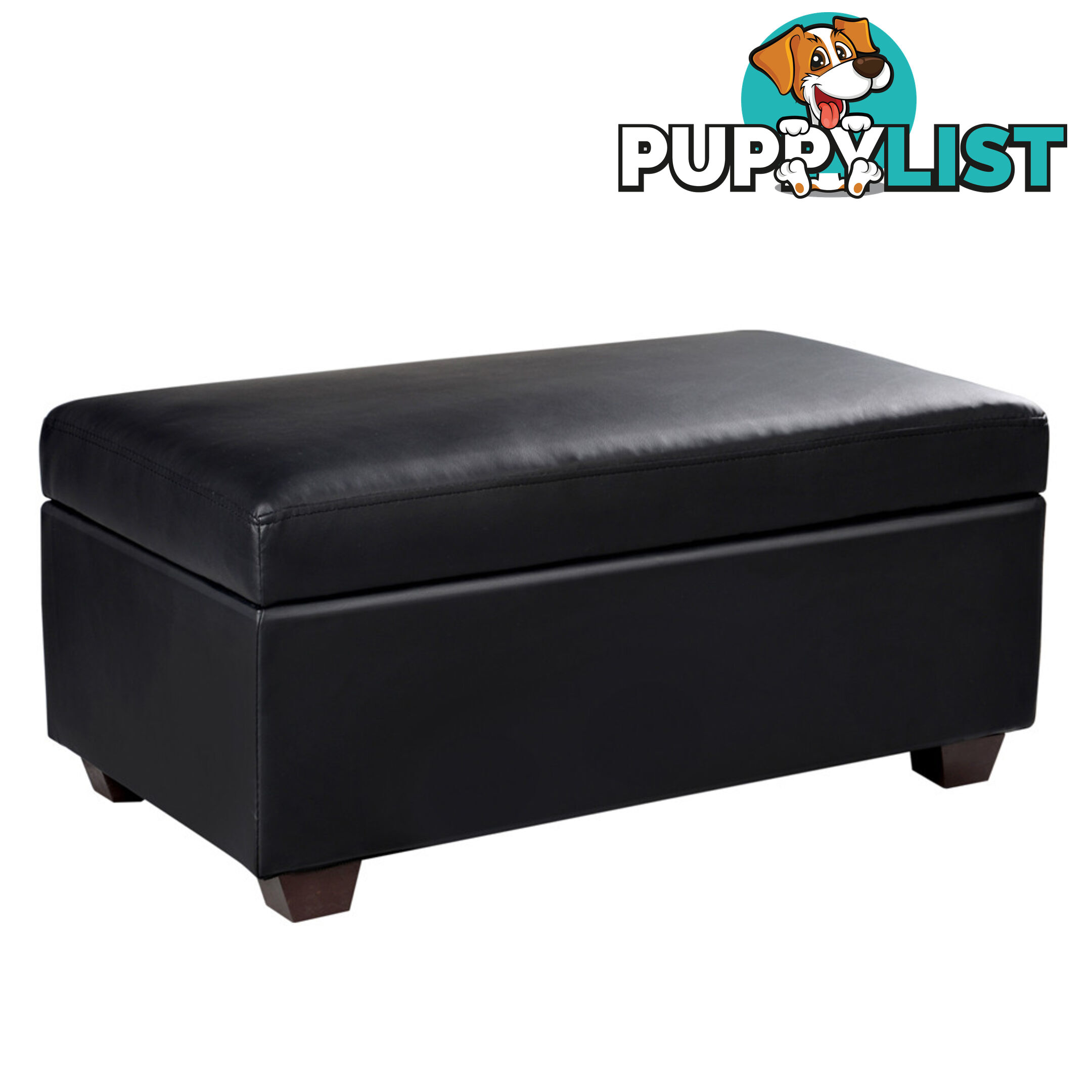 Faux Leather Storage Ottoman Large Black