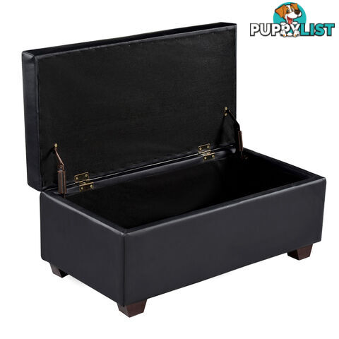 Faux Leather Storage Ottoman Large Black