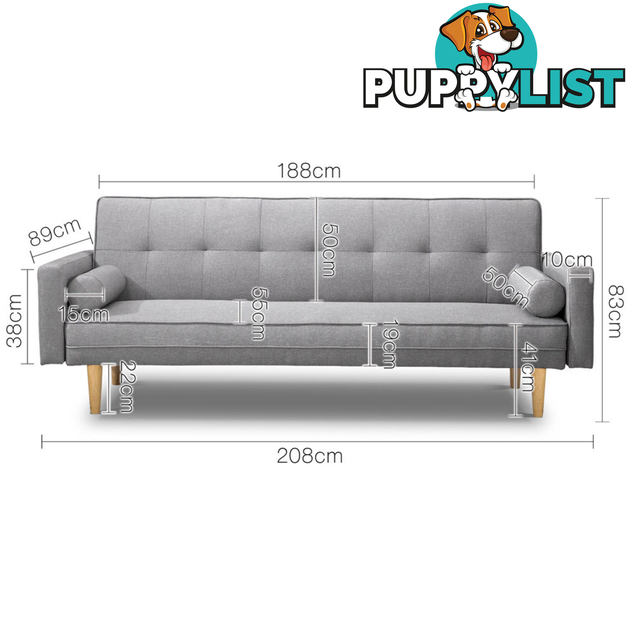 3 Seater Faux Linen Fabric Sofa