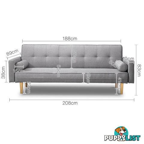 3 Seater Faux Linen Fabric Sofa