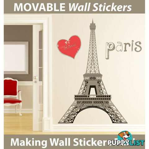 Large Size Paris Eiffel Tower Wall Stickers - Totally Movable