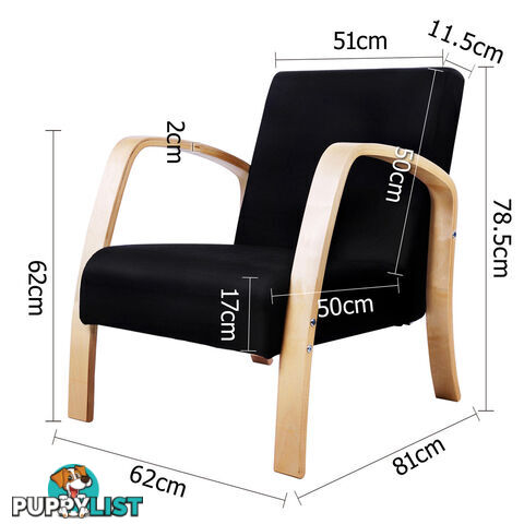 Birch Plywood Fabric Sofa Arm Chair Black