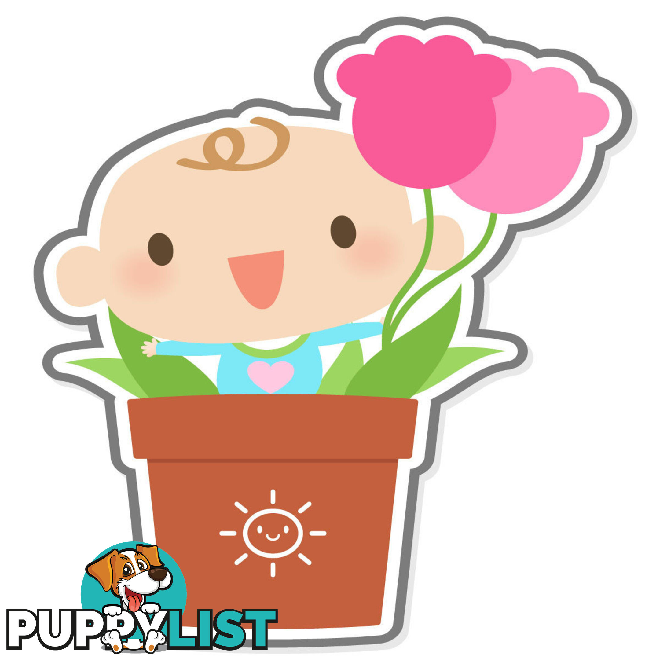 10 X Flowerpot Boy Wall Stickers - Totally Movable