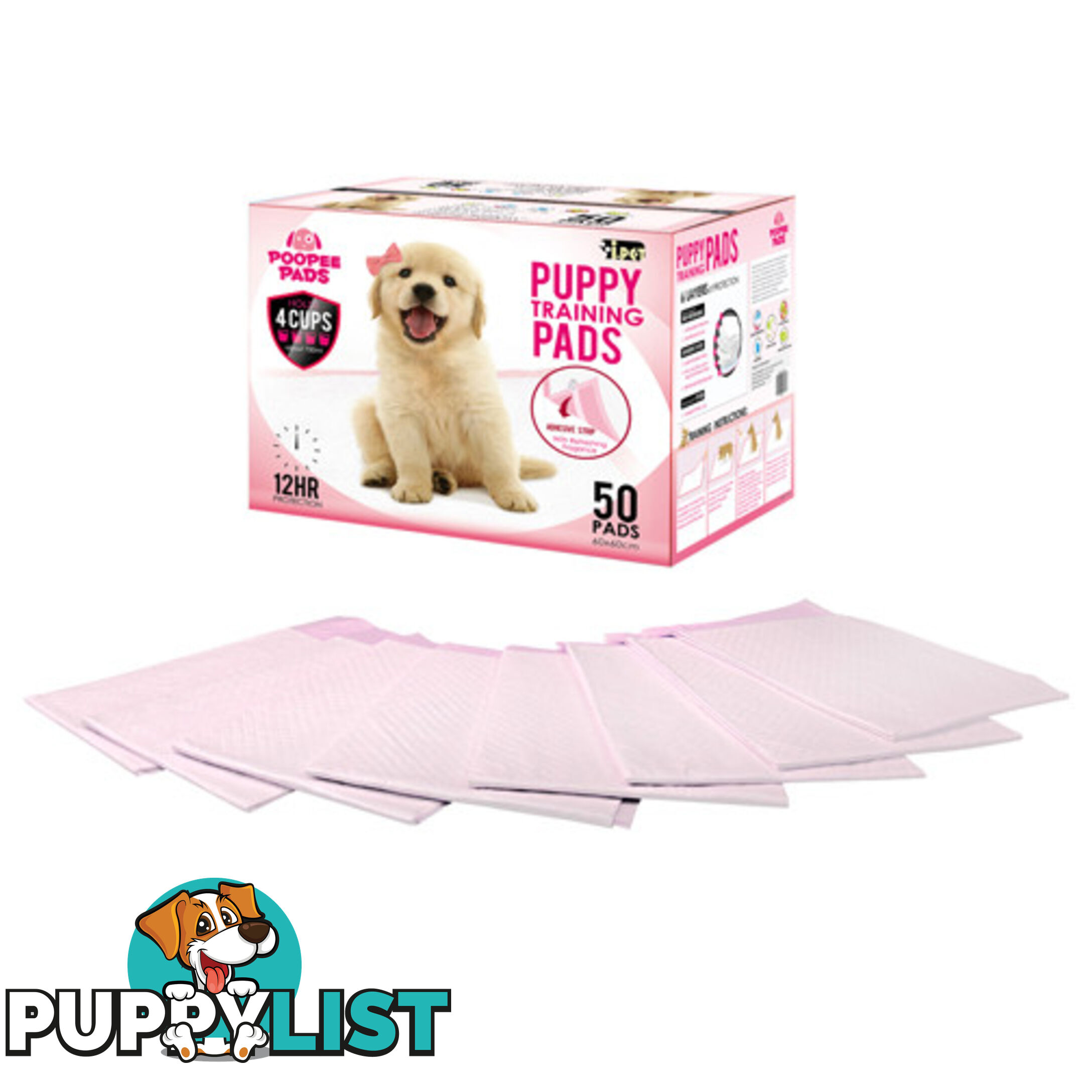 50 Puppy Pet Dog Toilet Training Pads Pink