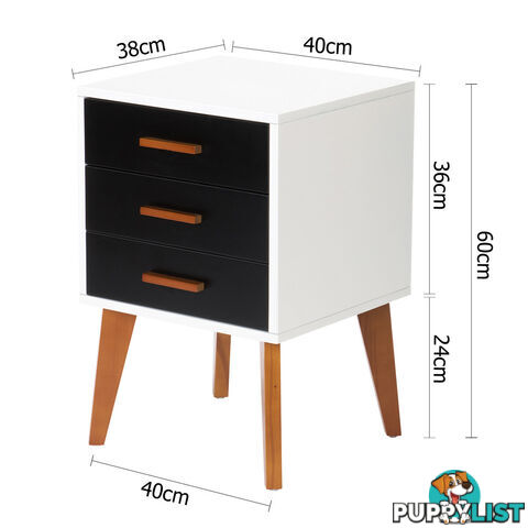 Bedside Table Cabinet Matt Black