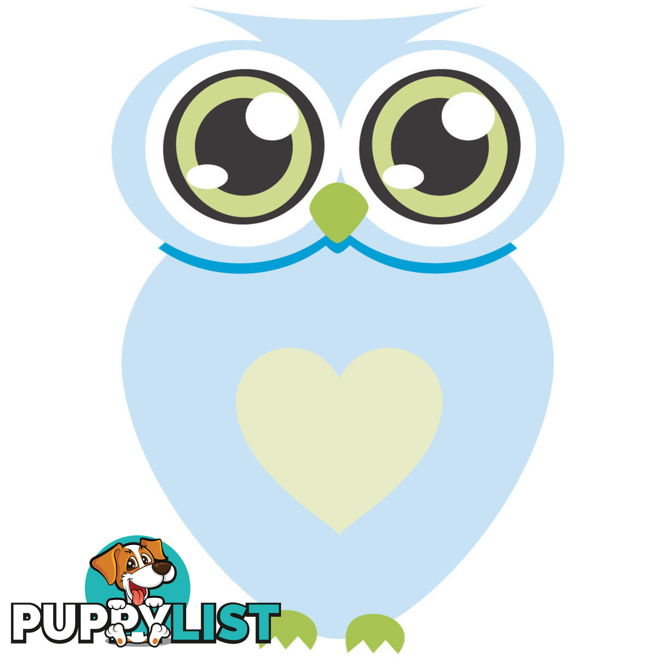 Blue owl with big eyes Wall Stickers - Totally Movable