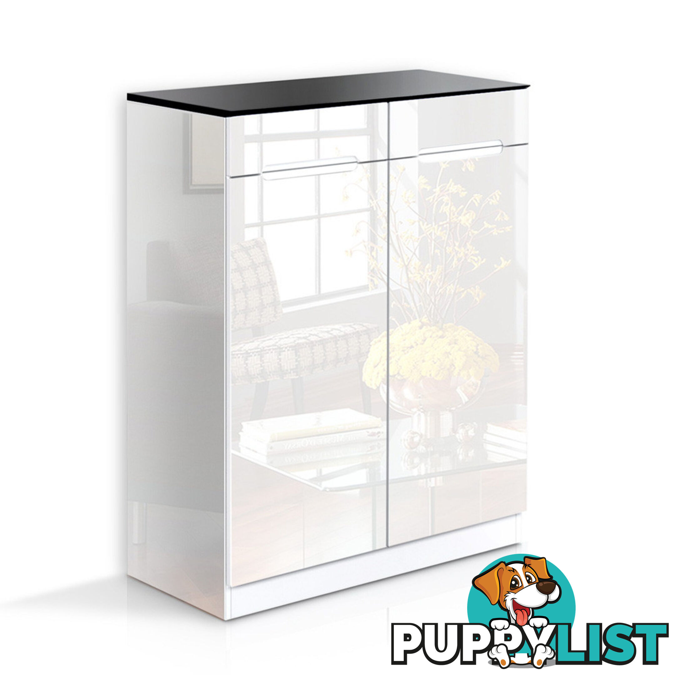 High Gloss Shoe Cabinet Rack Black / White