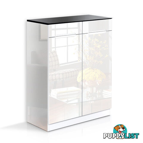 High Gloss Shoe Cabinet Rack Black / White