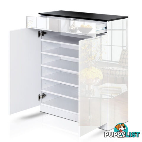 High Gloss Shoe Cabinet Rack Black / White