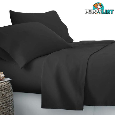 4 Piece Microfibre Sheet Set Double Black