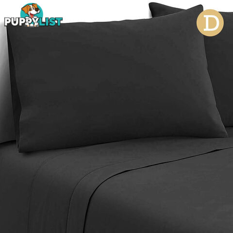 4 Piece Microfibre Sheet Set Double Black