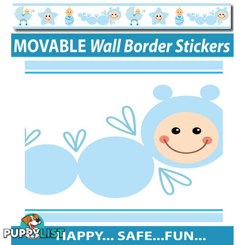 Blue Baby Caterpillar Wall Border Stickers - Totally Movable