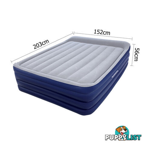 Bestway Queen Inflatable Air Mattress Bed w/ Air Pump Blue