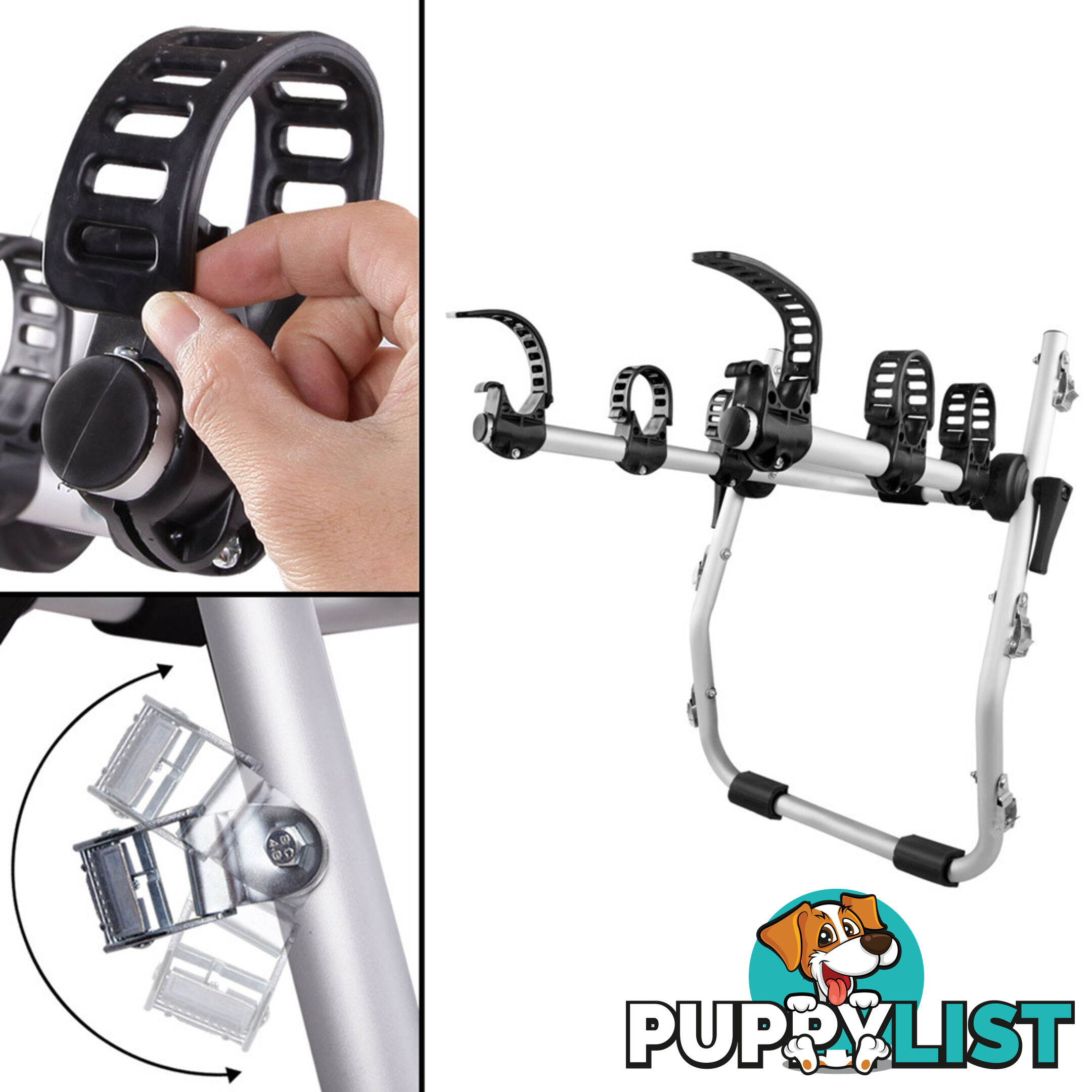 Foldable Aluminium Strap-On 3 Bicycle Bike Rack Carrier