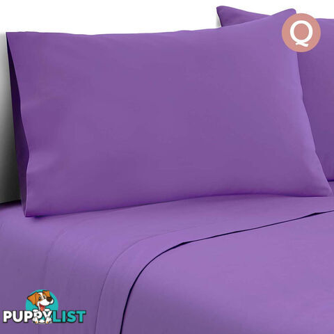 4 Piece Microfibre Sheet Set Queen  Purple