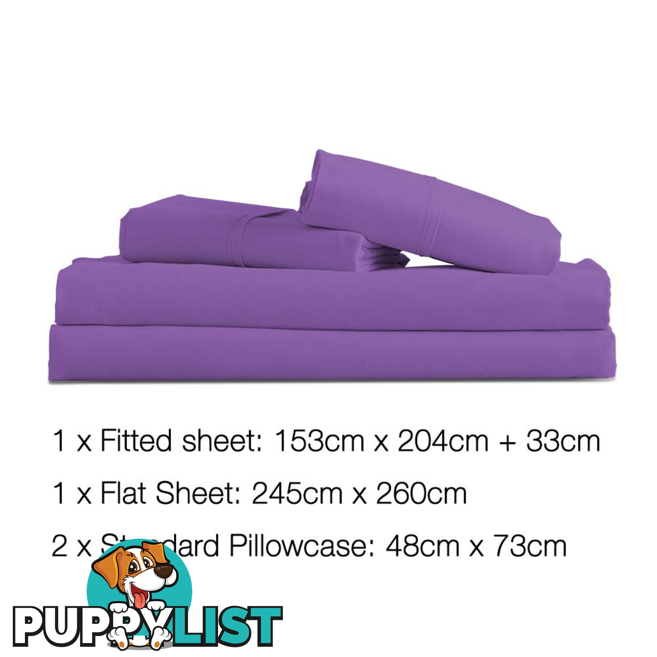 4 Piece Microfibre Sheet Set Queen  Purple