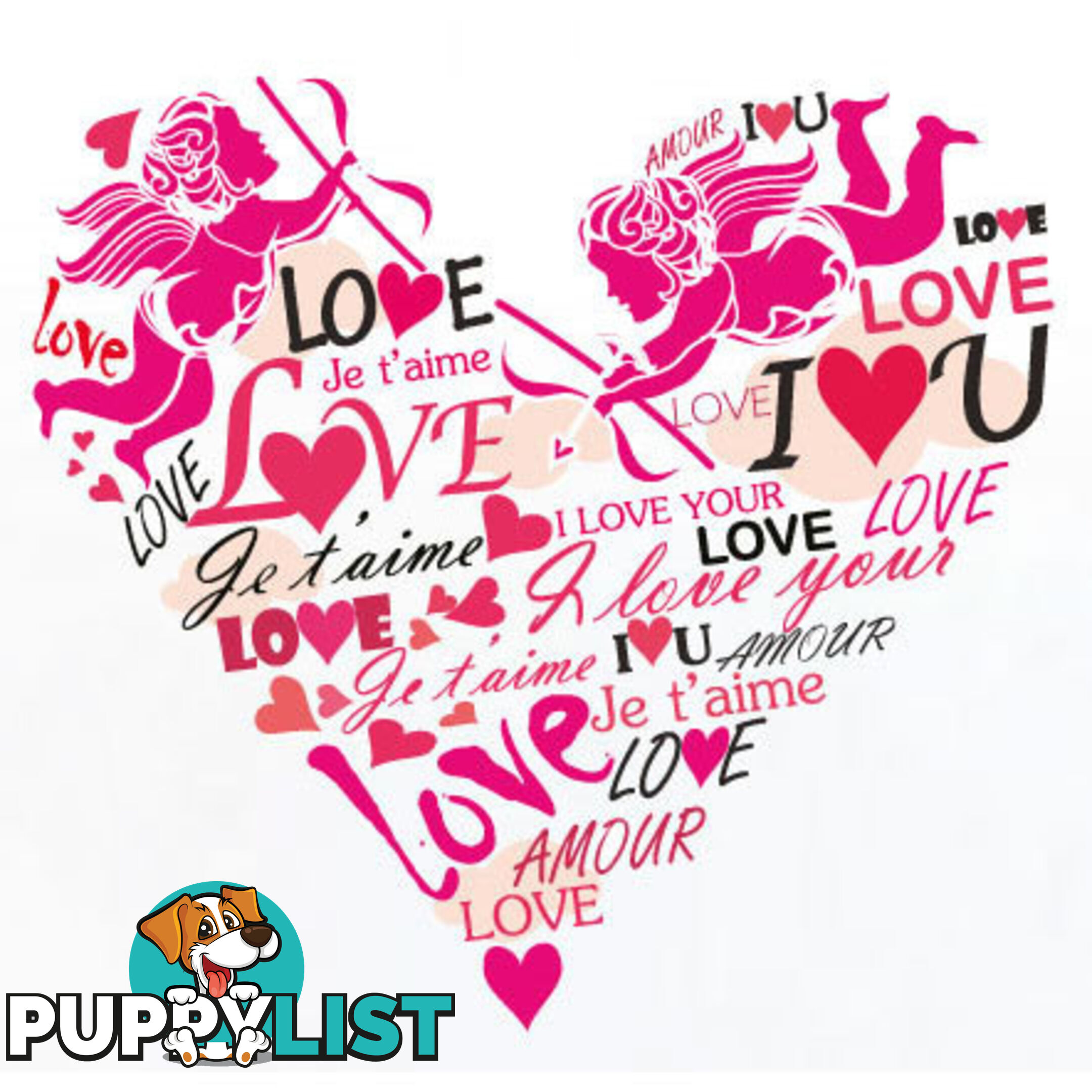 Extra Large Size Pink Cupid Love Hearts Wall Stickers - Totally Movable