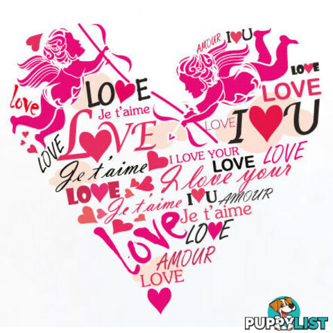 Extra Large Size Pink Cupid Love Hearts Wall Stickers - Totally Movable