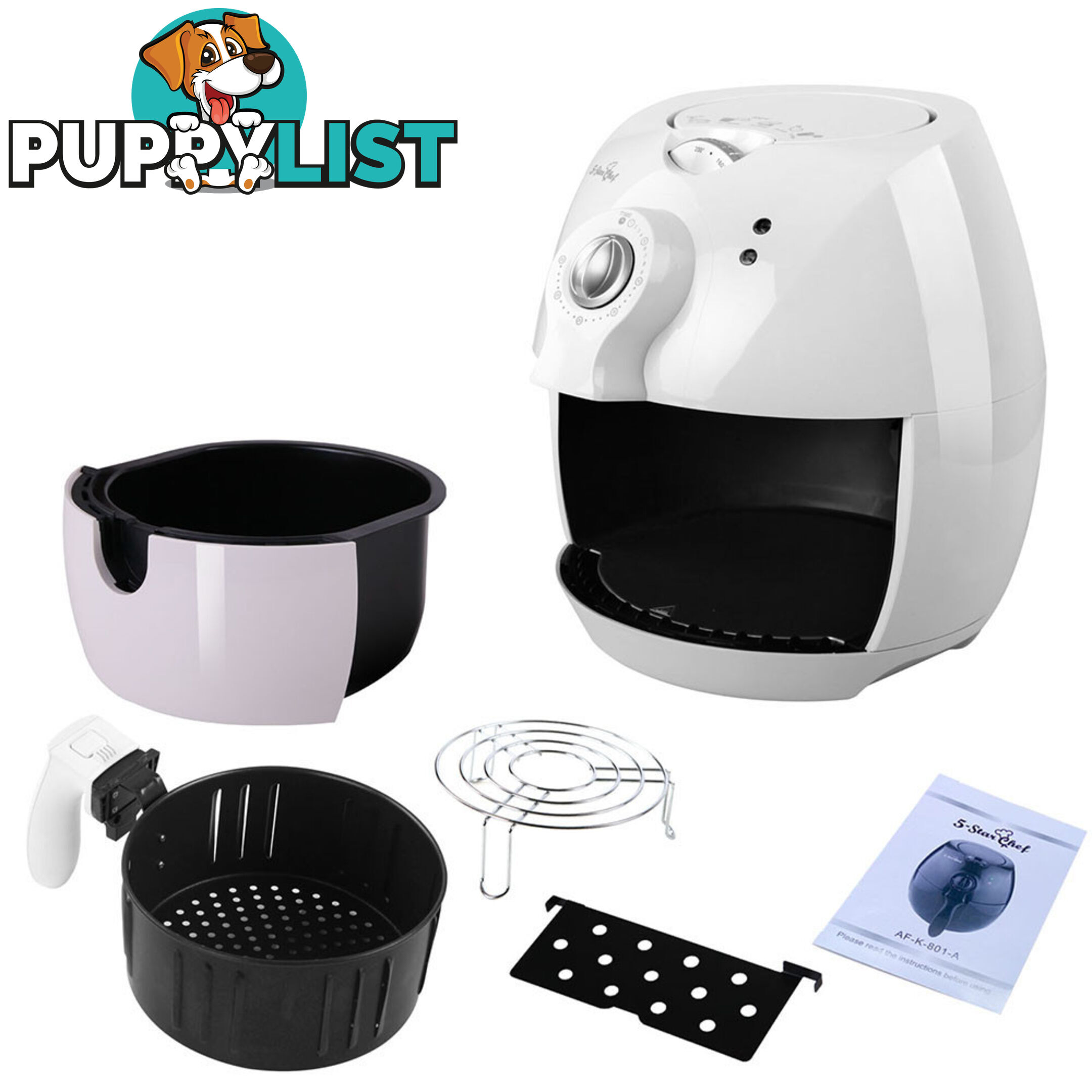 5 Star Chef Oil-Less Air Fryer 2.2L - White