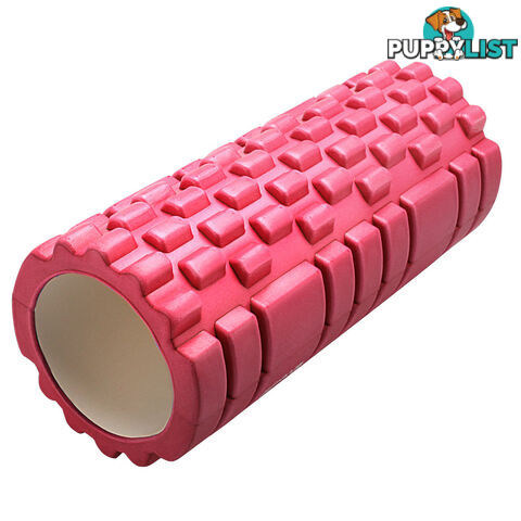 Yoga Gym Pilates EVA Grid Foam Roller Purple 33 x 14cm