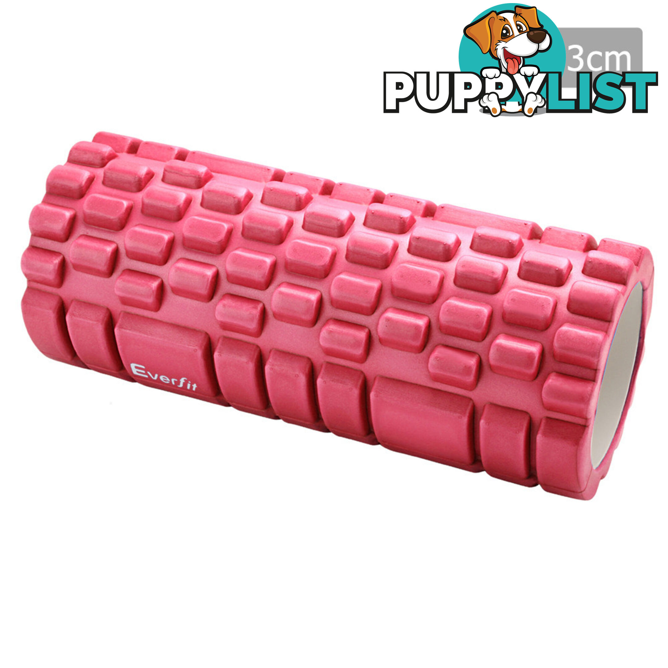 Yoga Gym Pilates EVA Grid Foam Roller Purple 33 x 14cm