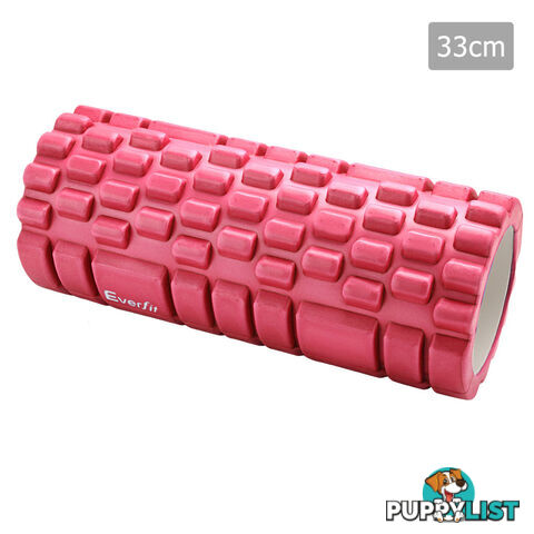 Yoga Gym Pilates EVA Grid Foam Roller Purple 33 x 14cm