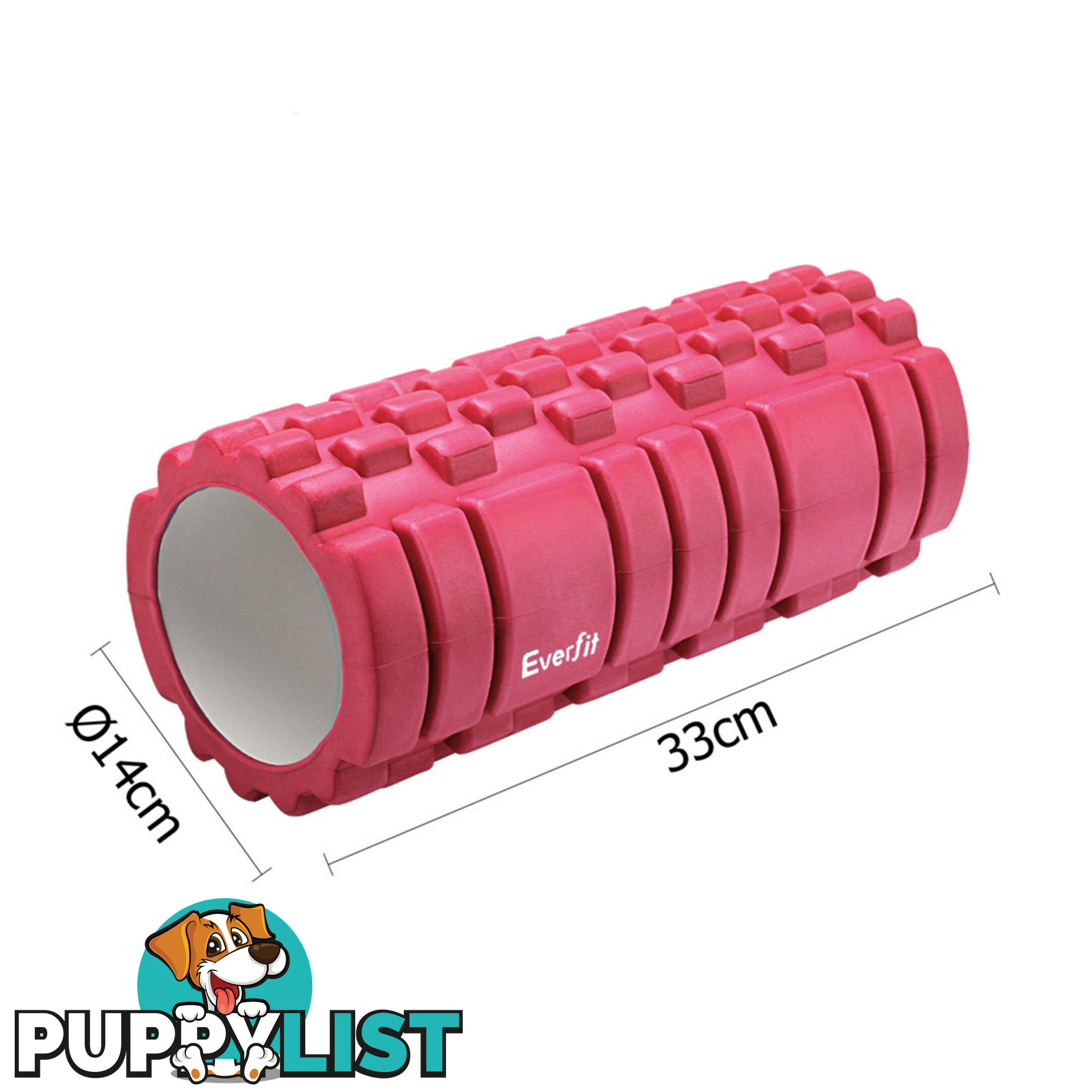 Yoga Gym Pilates EVA Grid Foam Roller Purple 33 x 14cm