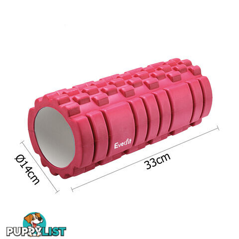 Yoga Gym Pilates EVA Grid Foam Roller Purple 33 x 14cm