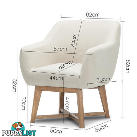 Fabric Tub Lounge Armchair - Beige