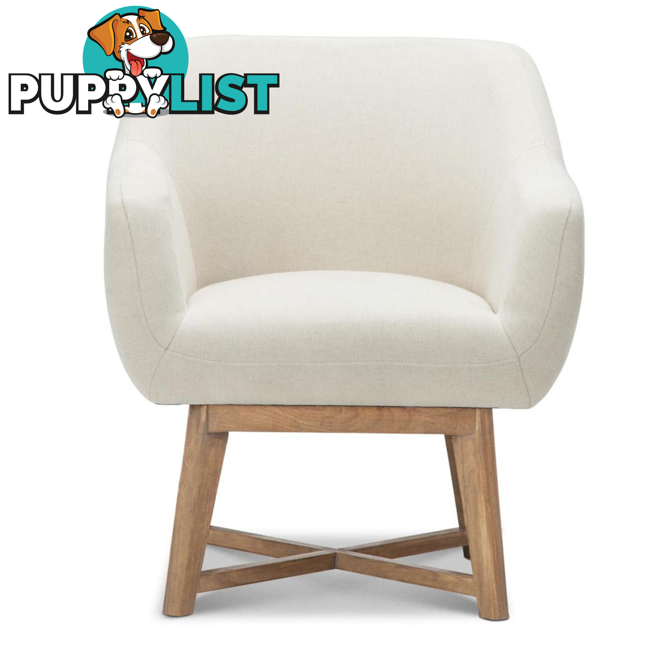 Fabric Tub Lounge Armchair - Beige