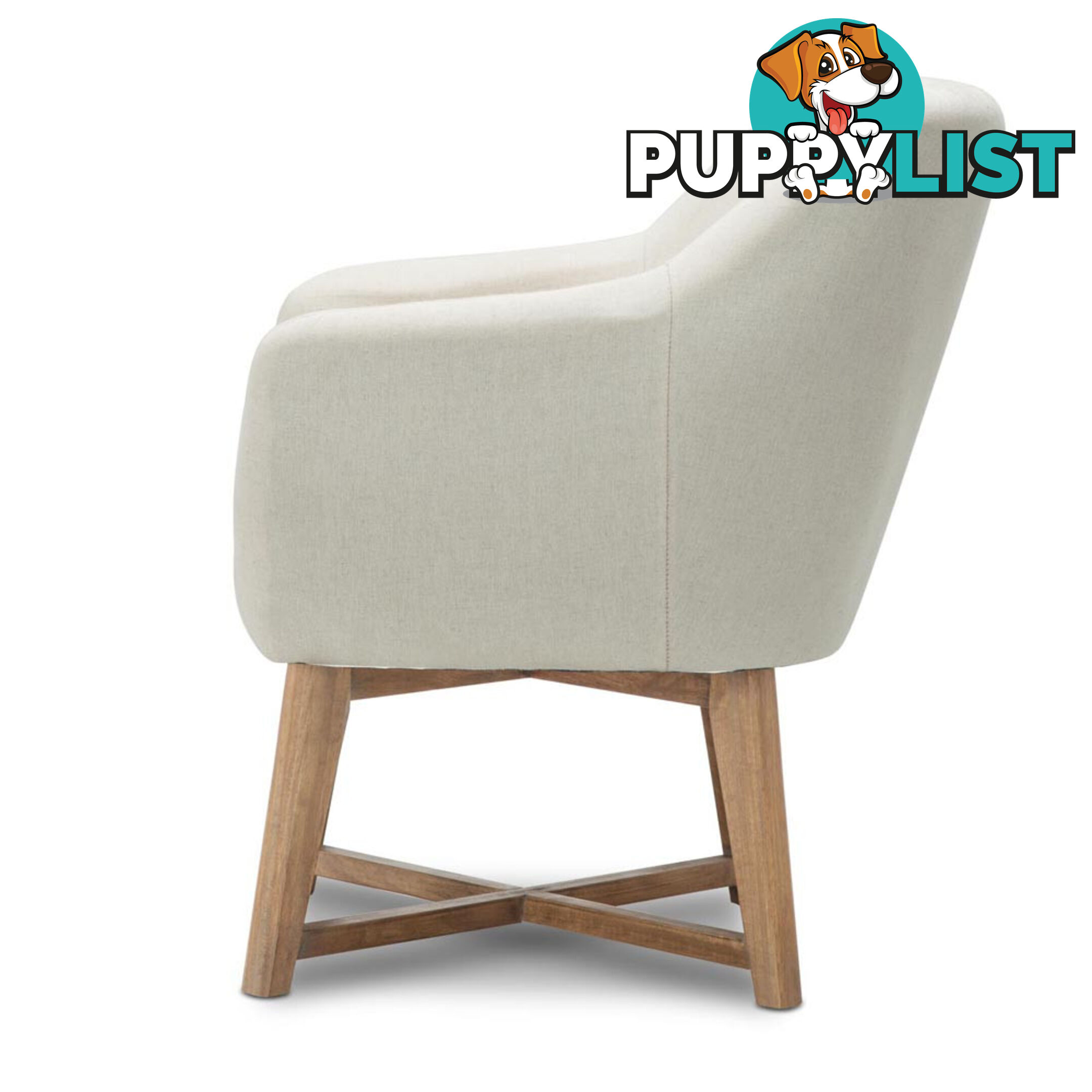 Fabric Tub Lounge Armchair - Beige