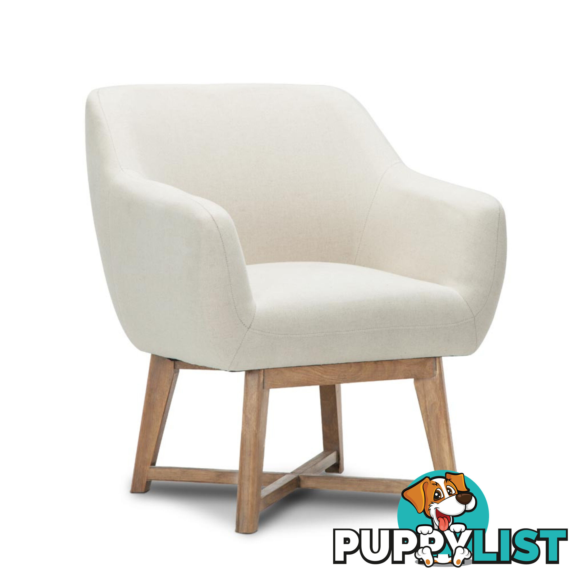 Fabric Tub Lounge Armchair - Beige